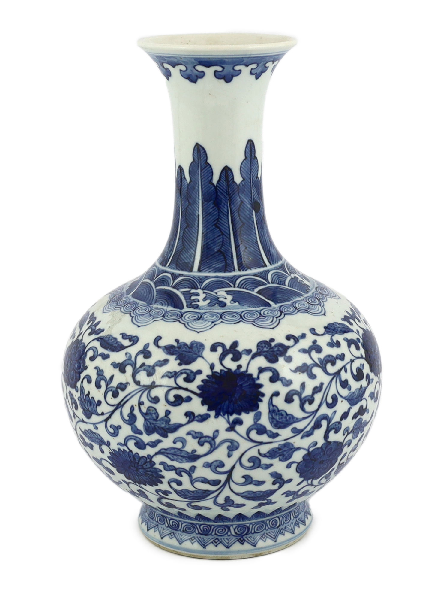 A Chinese blue and white ‘lotus’ vase, 20th century